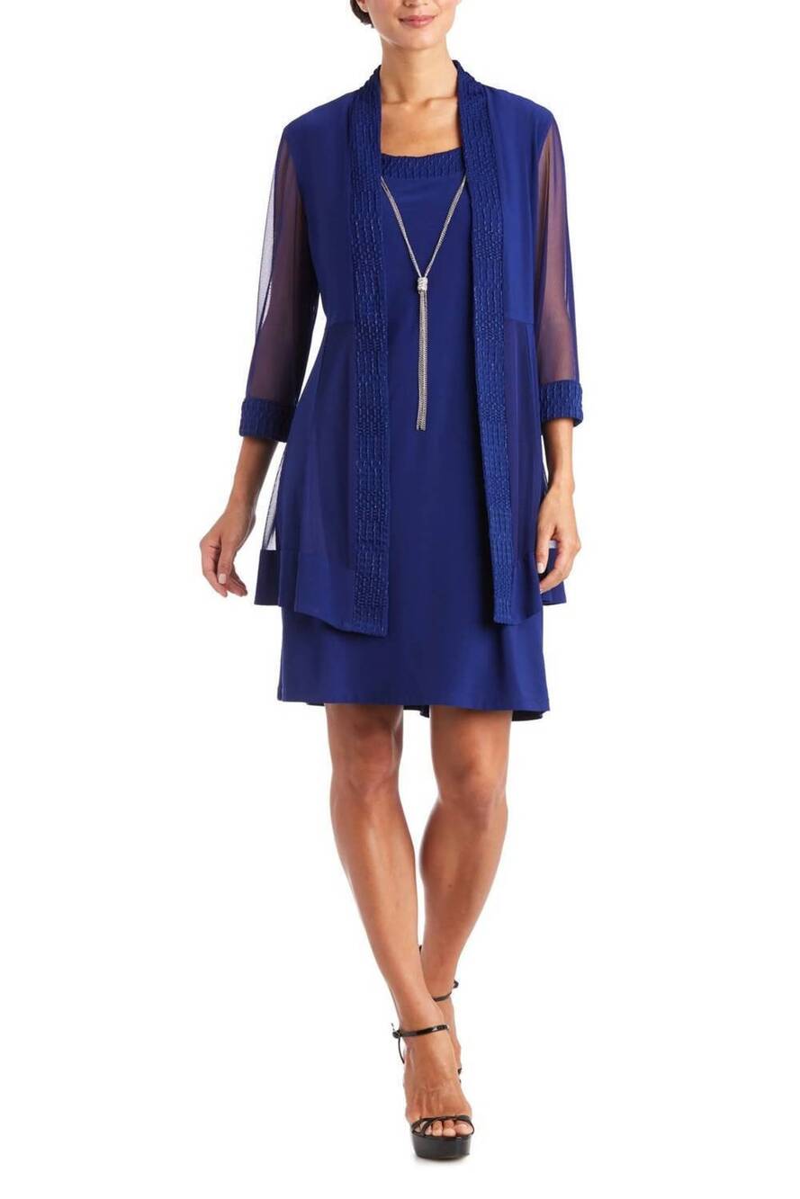 NEW R&M RICHARDS women's two piece short evening jacket dress in royal